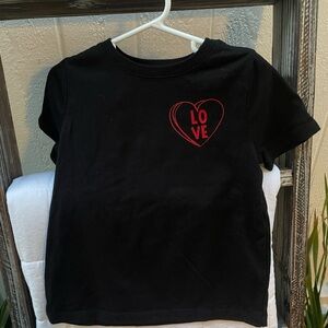 Black Kids T-Shirt with Red Love Heart